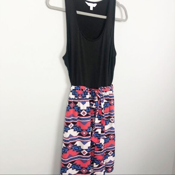 CHARMING CHARLIE | Black Red White & Blue Aztec Print Dress Women’s Size Large - Picture 2 of 7